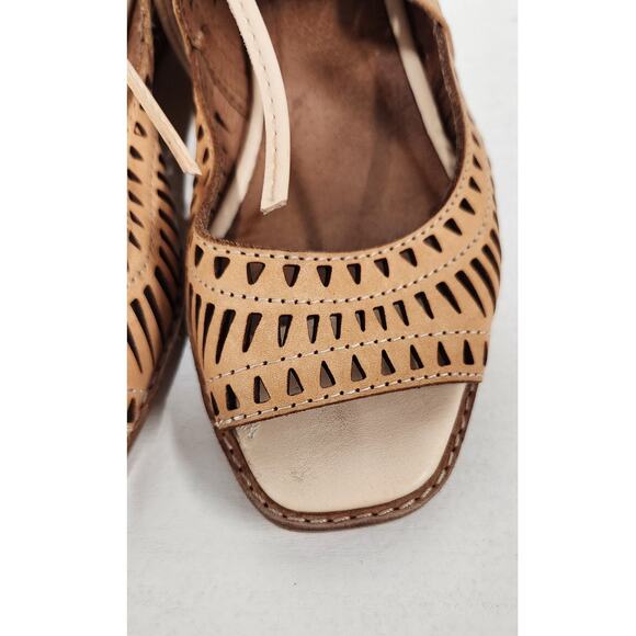 Jeffrey Campbell Rodillo Nude Low Heel Wedge Leather Sandals, Size 6-6.5 Boho - Picture 8 of 11